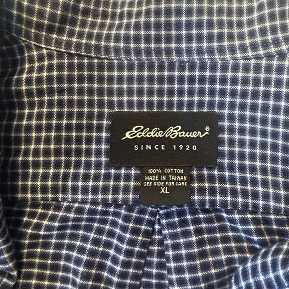0035 Eddie Bauer Blue Casual flannel Button Down Shirt men’s xl - Picture 2 of 5